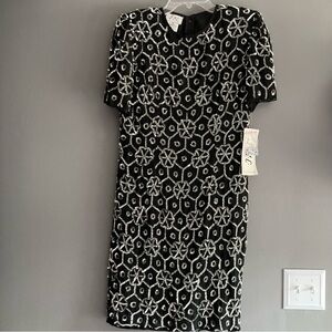NWT Vintage black & Silver Sequin Dress